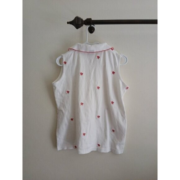 Tehama Womens 8P  Sleeveless Polo Golf Tennis Golf Shirt Red Roses Embroidery - Picture 3 of 4